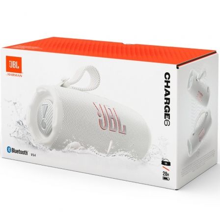 JBL Charge 6 Altavoz Portátil Bluetooth 45W IP67 Resistente al Agua Hasta 28h Batería Color Blanco